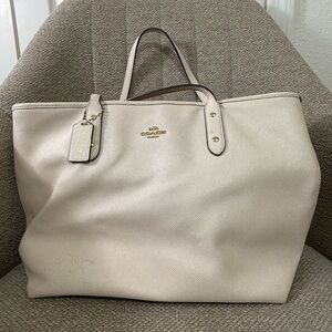 Coach Cream Leather Tote Structured Design